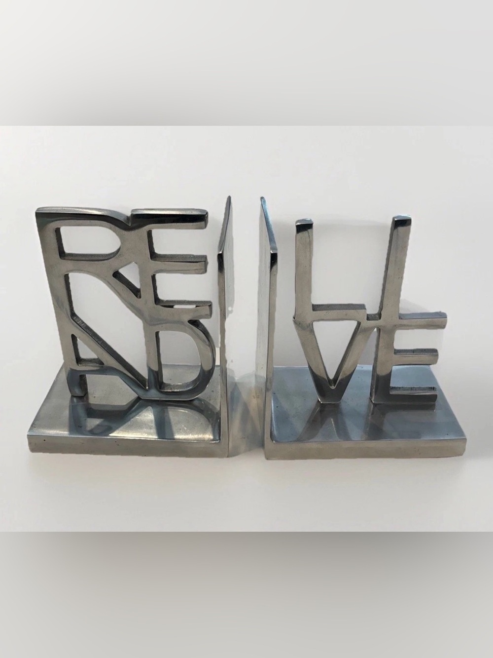 Chrome Bookends Set Of 2 READ LIVE Heavy Steel Base Art Deco MCM Home Decor Y2K